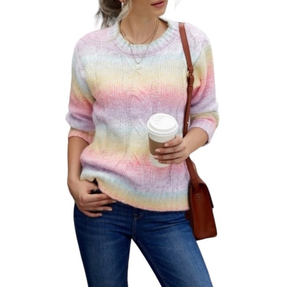 Cable Knit Tie-Dye Sweater